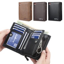 Mens Leather Wallet RFID Blocking Card Holder Zip Coin Pocket Bifold Purse Gift