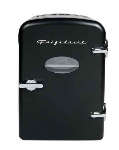Retro Black Mini Fridge Compact Personal Refrigerator 6 Soda Can Snacks Bottles - Picture 2 of 10