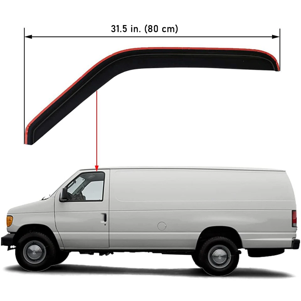 In-Channel Window Visor Sun Rain Guard for 1992-2006 Ford E150 Econoline Foto 2 de 4