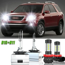For GMC Acadia 2011 2012 D1S+H11 Xenon HID Headlight+LED Fog Light Bulbs Kit