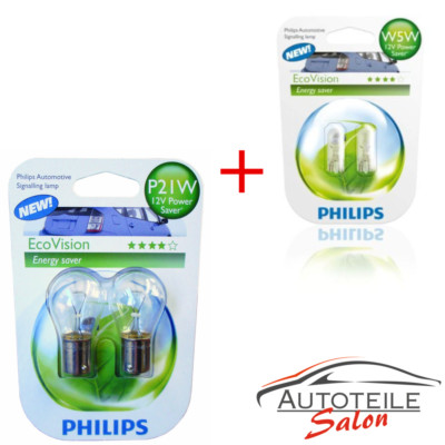 2x Philips W5W EcoVision 12961ECOB1 und 2x Philips EcoVision P21W 12498ECOB2 Ene