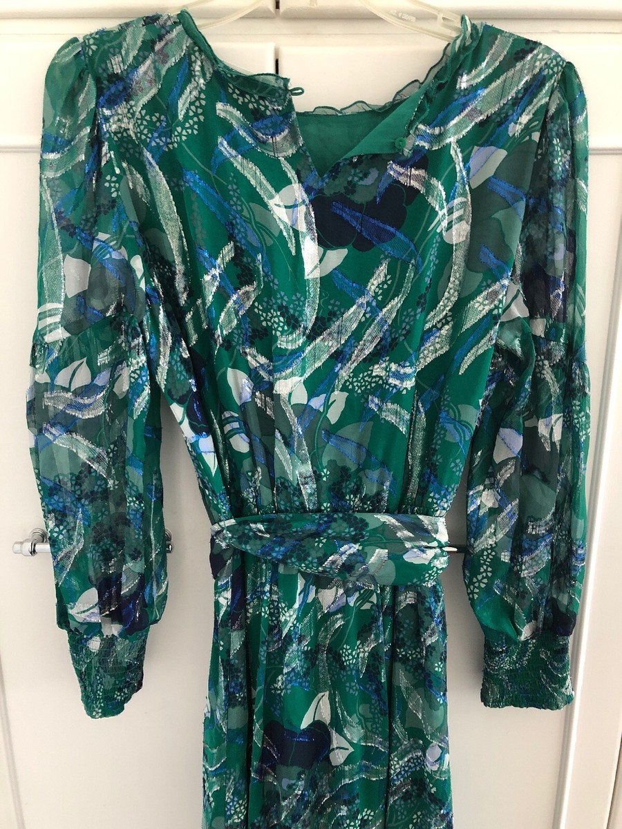 slim fit dress slacks Ba&sh Vika Ruffled Midi Dress In Green Viscose