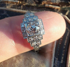 1.30Ct Round Cut CZ-Stone Art Deco Engagement Ring Solid 925 Sterling Silver