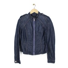 Versace Denim Jacket Vintage Full Zip Retro Style Blue Slim Fit Size S