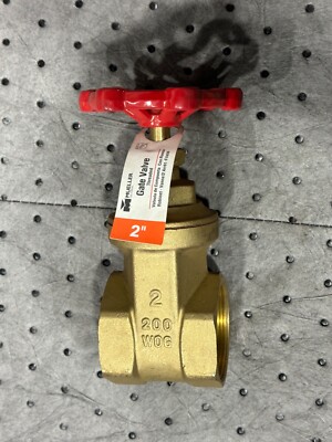 MUELLER GLOBAL 2'' DIAMETER THREADED BRASS GATE VALVE FOR WATER, GAS, AIR 100-008