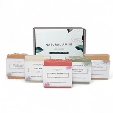 Natural Amor All Natural Bar Soap Set (5 Pack), Shea Butter Enriched, Gentle ...