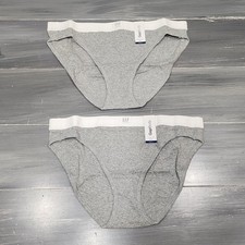 GapBody Cotton Ribbed Bikini Underwear Panties Gray Size Medium 2 Pair
