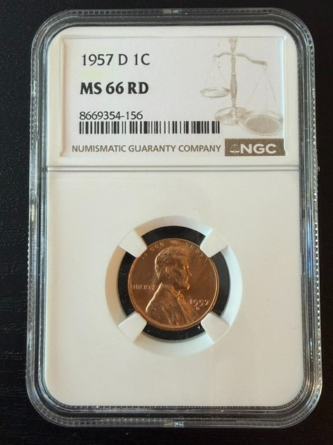 1957-D 1C MS 66 RD Lincoln Cent