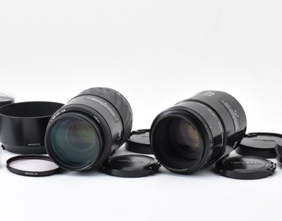 Minolta AF Macro 100mm f/2.8 w/ 100-300mm f/4.5-5.6 Telephoto Lens From JAPAN