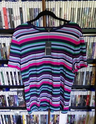 Ralph Lauren French Navy Striped  3x Woman T Shirt New With Tags