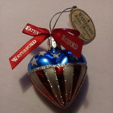 Waterford Holiday Heirlooms Stars  Stripes Heart Ornament w/ Box