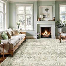 Vintage Living Room Area Rug 5x7 for Dining Room, Washable Distressed