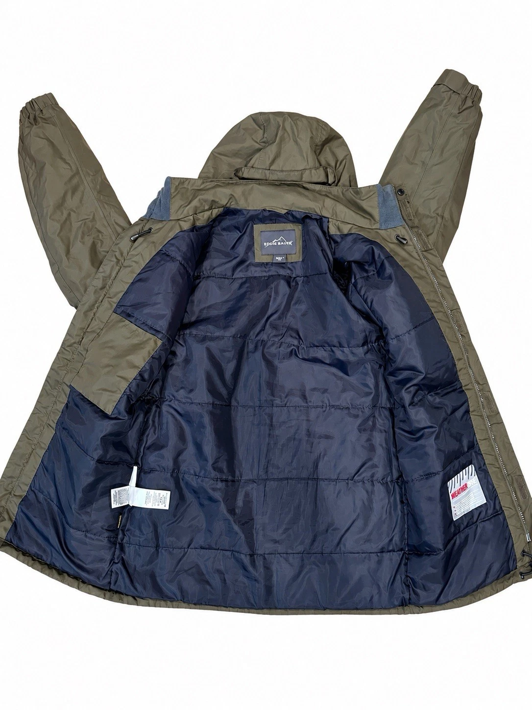 Eddie Bauer Men’s Small Olive Green Hooded Jacket WeatherEdge Outdoor Coat image 4