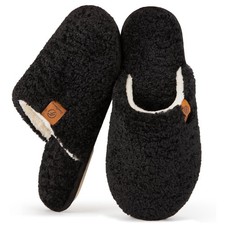 EverFoams Womens Fuzzy Slip-on Slippers Warm Cozy Soft Lightweight Memory Foa...