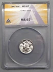 BU GEM 1940 Silver MERCURY Dime. ANACS MS67.  White!