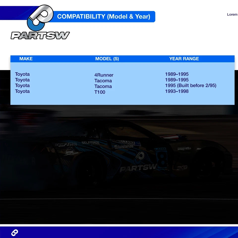 Kit de suspensión de dirección delantera PartsW Toyota 4Runner T100 1989-1998 10 piezas Foto 2 de 4