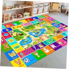 Kids Rug for Playroom, Soft  Non-Slip Educational Rug with ABC, Zoo Animals,