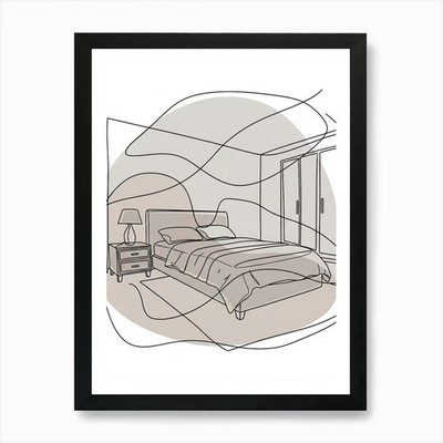 Bedroom Drawing Art Print Framed Wall Art Poster Canvas Print Picture