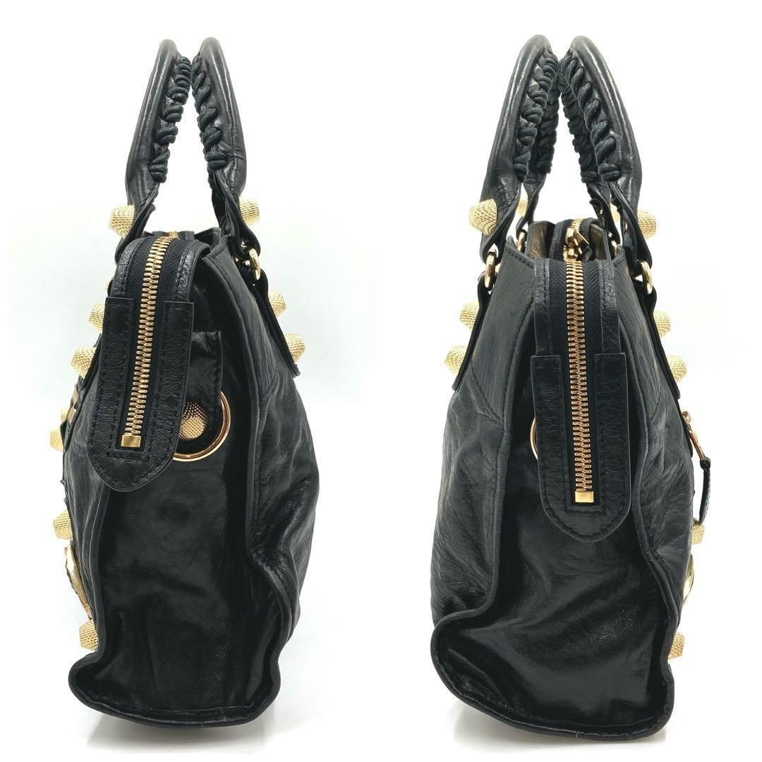 Balenciaga Giant City Black Leather 2Way Handbag Shoulder Bag Used Japan thumbnail 4