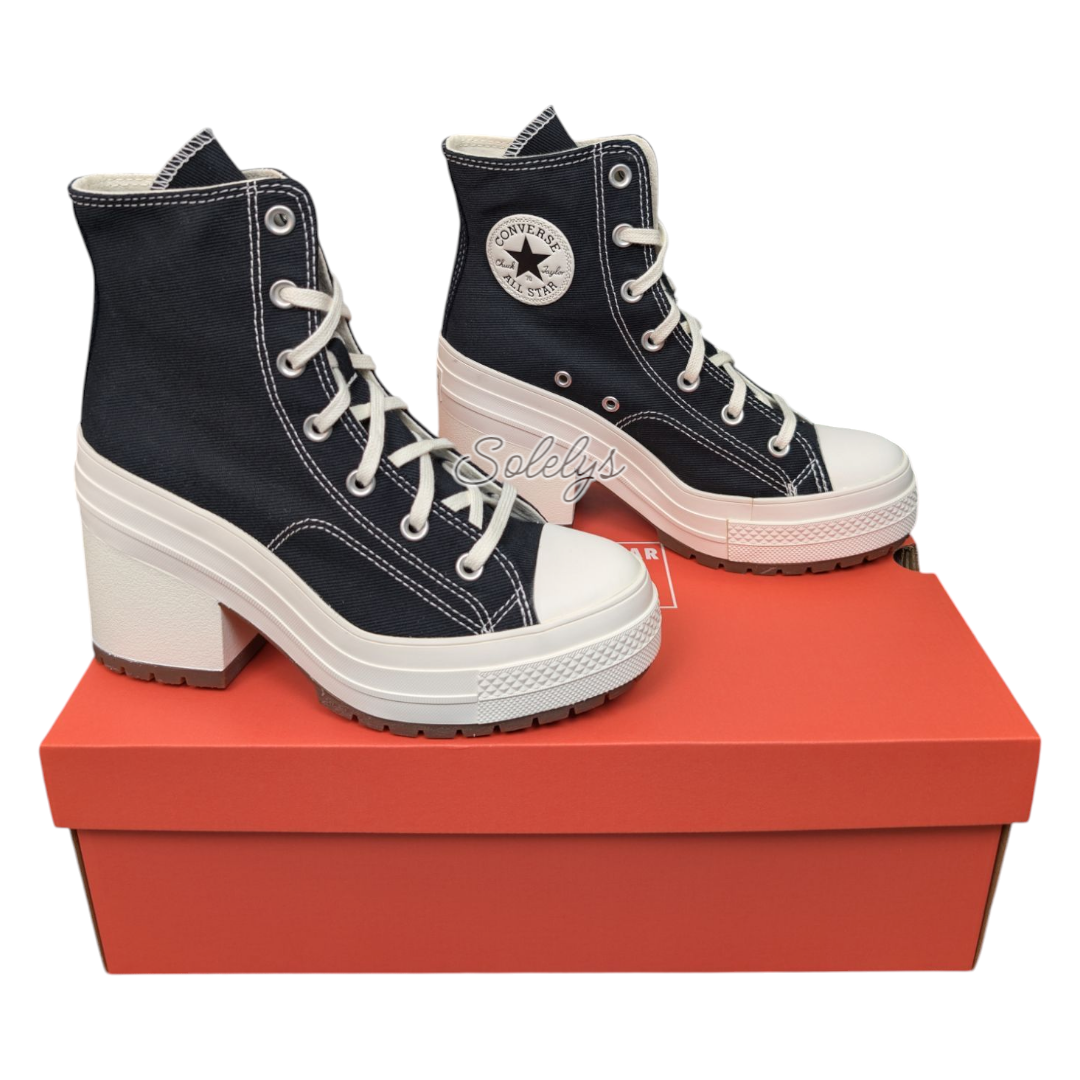 Converse Chuck 70 De Luxe Platform Sneaker Boot in Black Egret Womens Size 6 New-image