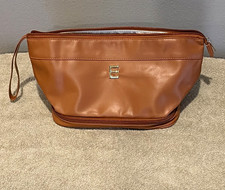 Brown Travel Makeup Bag Cosmetic Case with Wrist Strap, Zipper Closure