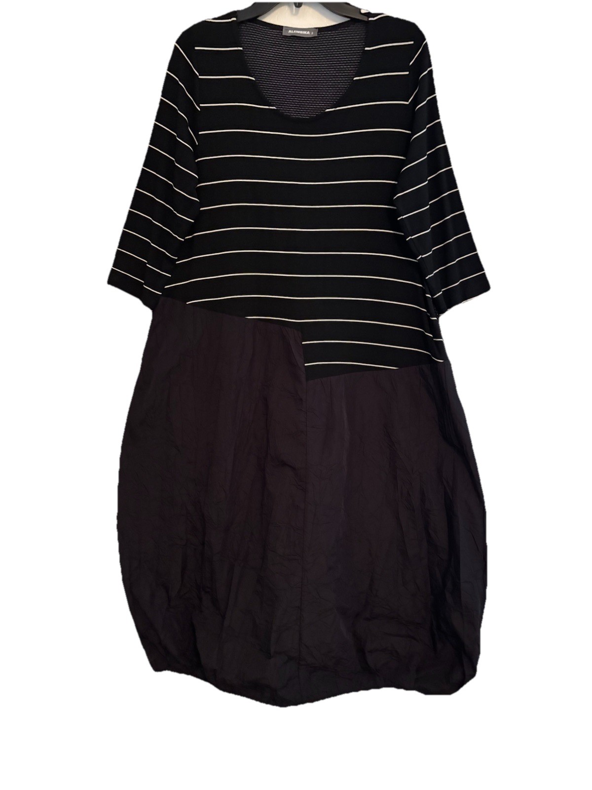 Alembika Black Urban Cocoon Dress Midi Black 3/4 Sleeve Sz 3 US 10-12