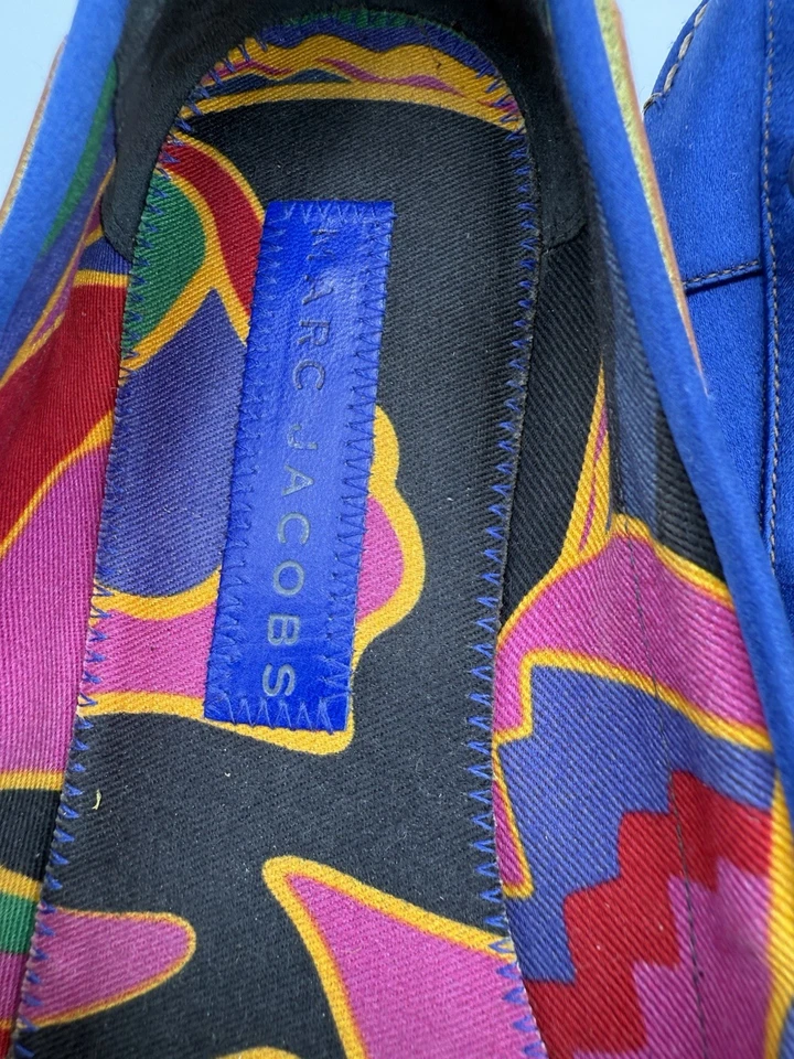 Marc Jacobs Mocasines Azul Satinado Mocasines Cuero Encaje Mujer Zapatos EU 38 US 7.5 Foto 3 de 4