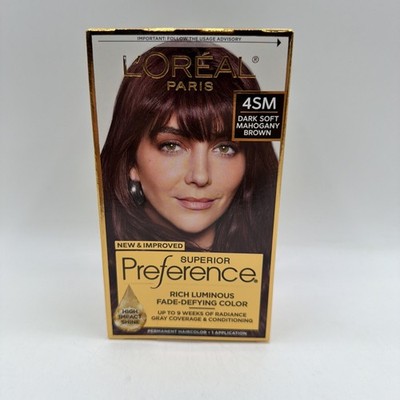 L'Oreal Preference Permanent Hair Dye Color 4SM Dark Soft Mahogany Brown 1 Pack