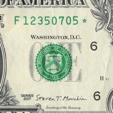 Series 2017 Star Note F Atlanta 3.2 M Pack Note $1 Dollar Bill F12350705*