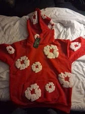 Denim Tears the Cotton Wreath Sweatshirt Red Hoodie, Size Large