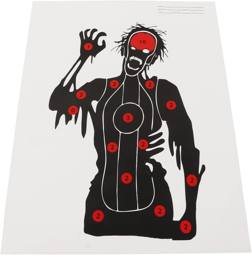 Carta per Obiettivi di Tiro, 10 Pezzi Tiro Al Bersaglio con L' Carta con L' Obiettivi di Freccia Caccia Spara Accessori 45x32cm (Teschio di zombi