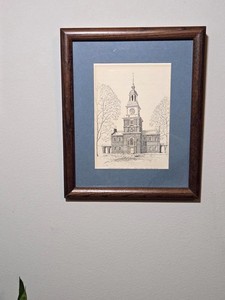 Independence Hall Building, Pennsylvania State House Print w/ Frame