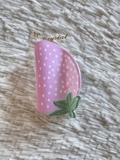 Pink With Green Leaf Strawberry Claw Hair Clip