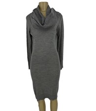 Bedo Femme Medium Women Sweater Dress 100% Wool Lightweight Grey H151v