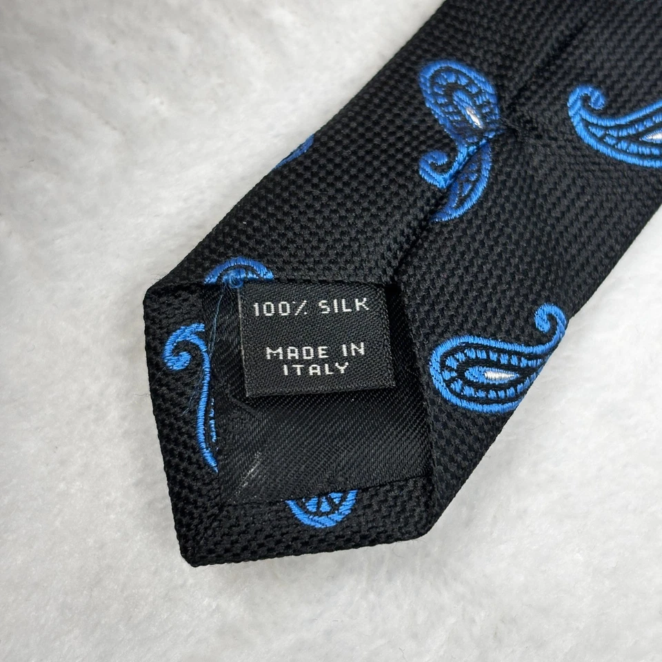 Lote de 2 Corbatas Jos A Bank Hechas en Italia Negro Azul Púrpura Cachemira 100% Seda Foto 3 de 4