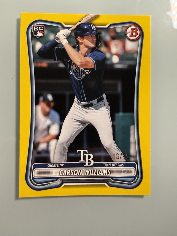 CARSON WILLIAMS 2026 BOWMAN YELLOW ROOKIE /75 #39 RAYS