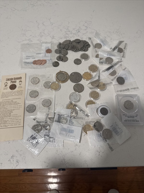 Nice Assortment Coin Collection Vintage With Nickels, Quarters And Dollars