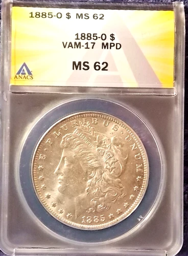 1885-O    MORGAN DOLLAR   *BRIGHT WHITE LUSTER*   MS-62   VAM-17   MPD
