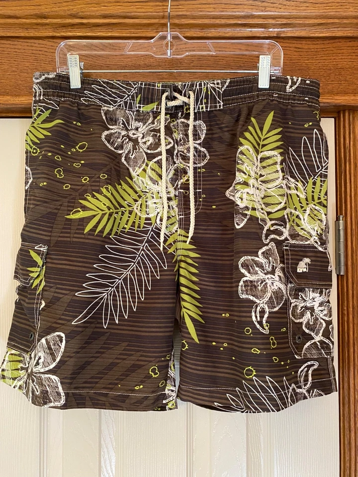 Bañador cargo Caribbean Joe marrón floral talla M para hombre Foto 3 de 4