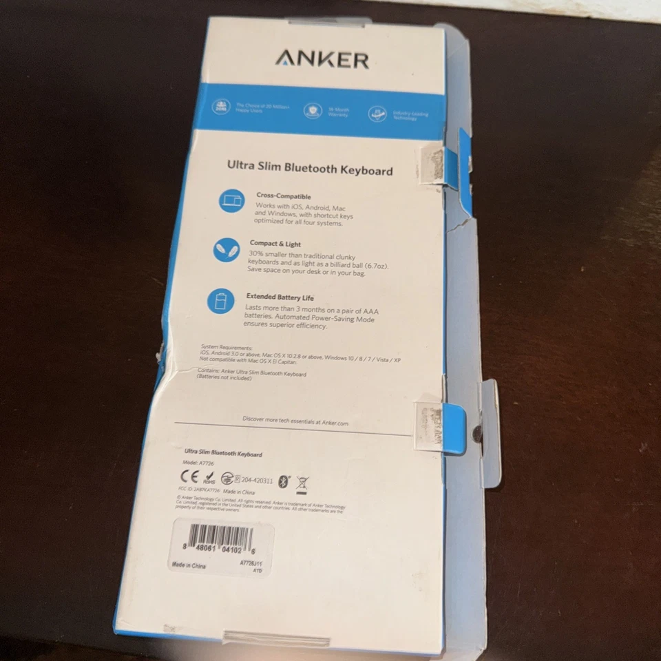 Anker Ultra Slim Bluetooth Keyboard New Open Box - Image 4 of 4