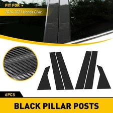 6pcs Carbon Fiber Pillar Post Door Trim Accessories For Honda Civic Sedan 16-21