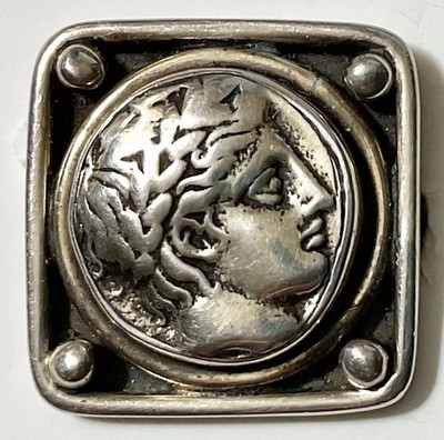Vintage Classical Greco Roman Profile Sterling Silver Ring