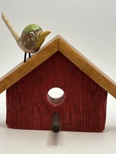 Dave Hughes Handmade Birdhouse With Bird Signed 2016 Folk Art Wall Hanging
