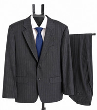 Ermenegildo Zegna Trofeo Fine Wool Custom Suit Charcoal Pinstripe 2pc 42R
