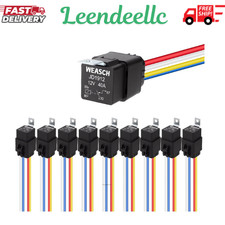 10 Pack Waterproof Relay Kit, 12V 40A, 4 Pin SPST, Heavy Duty 14 AWG Tinned