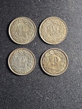 1946, 1955, 1957, 1958 Swiss 1/2 Franc SILVER (0.835 fine, 0.268 oz ASW) stk#p46
