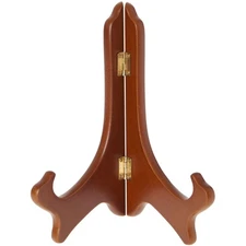 Bard's Hinged Walnut MDF Wood Stand, 8" H x 7" W x 4.75" D (For 8" - 10" Plates)