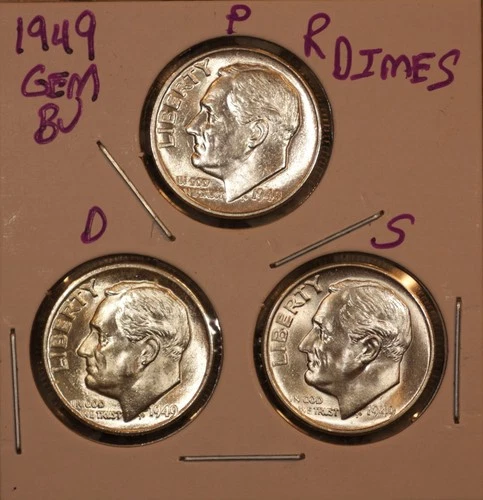 1949 P D S Roosevelt Dimes! GEM BU!  490333
