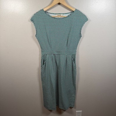 Boden Florrie Jersey Dress Size 6 Long Tall Meadow Green Diamond Abstract