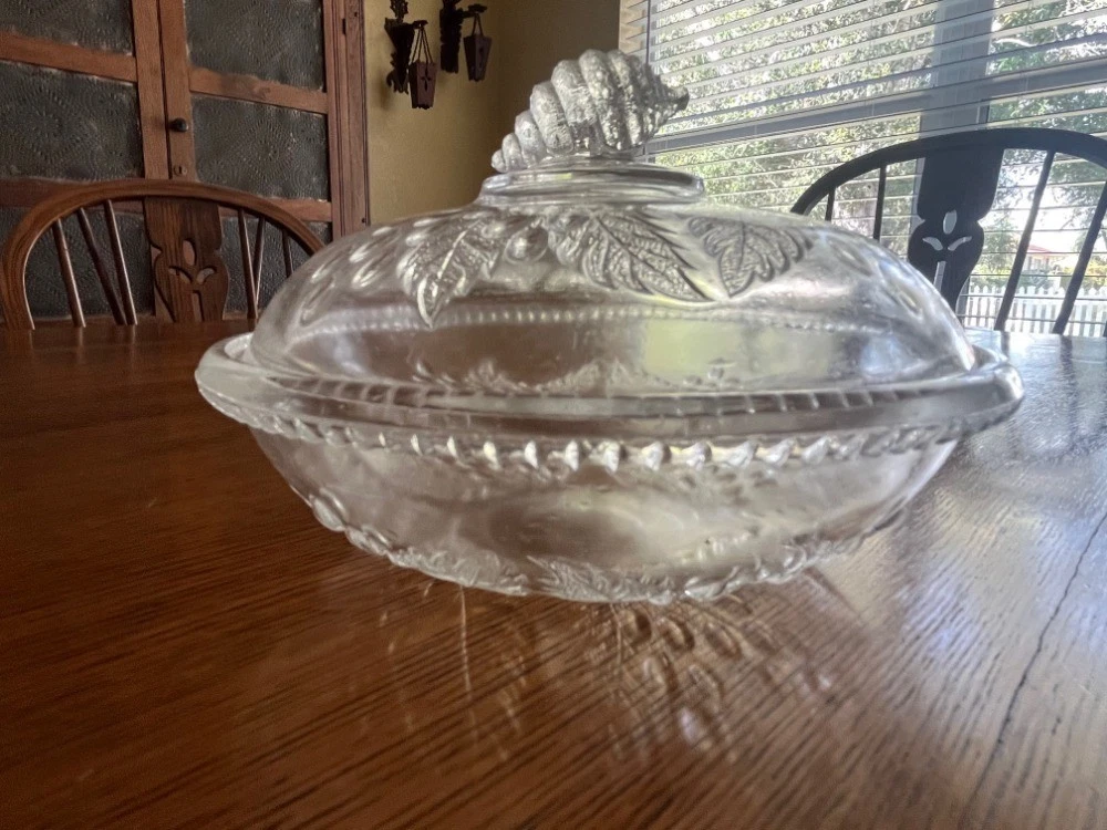 EAPG Pattern Glass McKee Bros Barberry Shell Covered Butter Dish